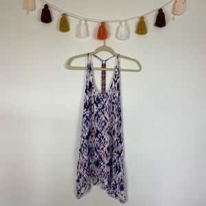 Lavender Brown Beaded T-back Tank Top Medium